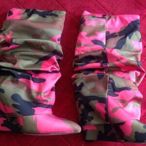 Sexytag Wedge Heel Slouchy Ruched Knee High Boots Size 11